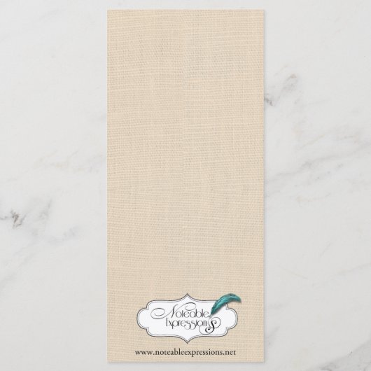 Chocolade Vlinders op Ecru Wedding Menu (Achterkant)