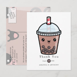 Chocolade Waterverf Bloem Bruiloft Dank Je Kaart