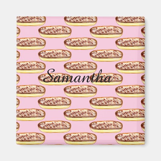 Chocolade Waterverf Eclairs Donuts Magneet (Voorkant)