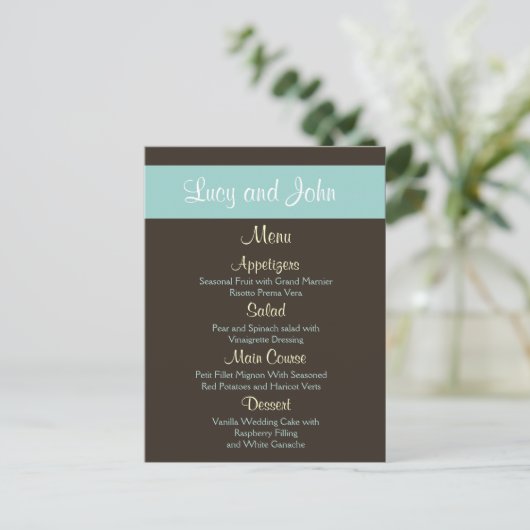 Chocolade Wedding Menu Kaarten (Staand voorkant)