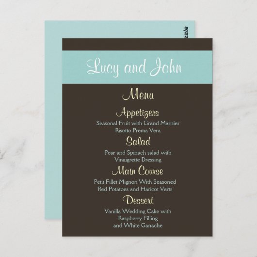 Chocolade Wedding Menu Kaarten (Voorkant / Achterkant)