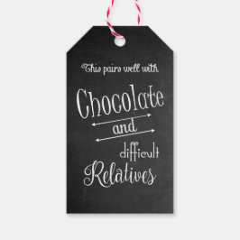 Chocolade & Wijnfles Wijnproeverij Diner Party Cadeaulabel