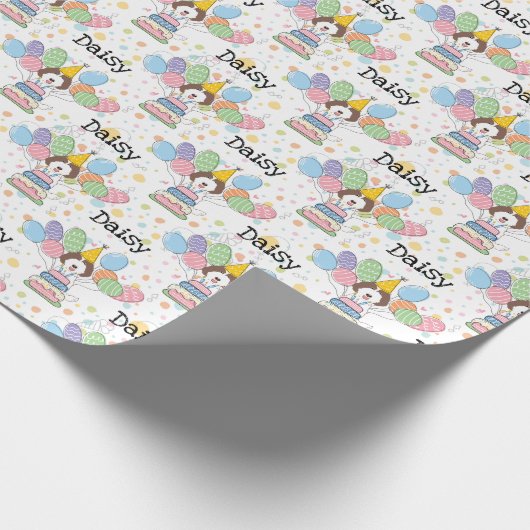 Chocolade Witte Labradoodle Hond Verjaardag Cadeaupapier (Hoek)