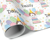 Chocolade Witte Labradoodle Hond Verjaardag Cadeaupapier (Rol Hoek)