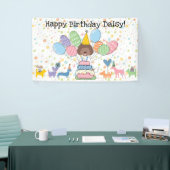 Chocolade Witte Labradoodle Hond Verjaardagsfeestj Spandoek (Beurs)
