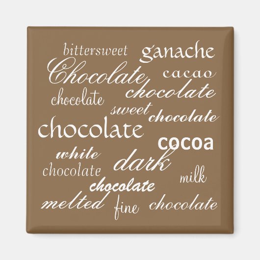 Chocolade Woordcollage Magneet (Voorkant)
