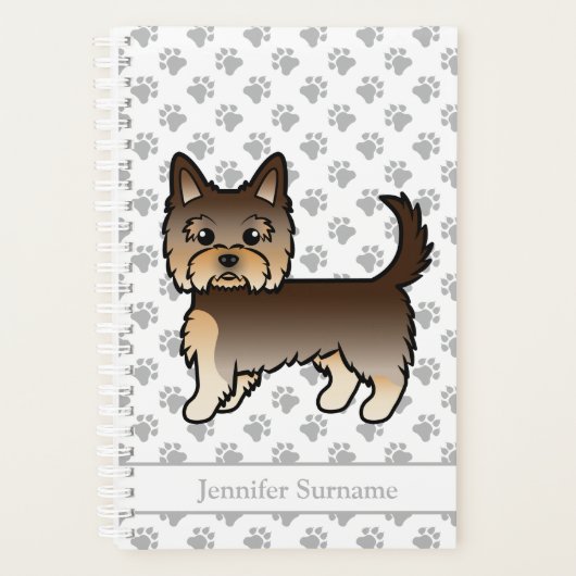 Chocolade Yorkshire Terrier Cartoon Hond & Naam Planner (Voorkant)
