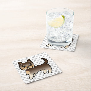 Chocolade Yorkshire Terrier Cartoon Hond & Pooten Kartonnen Onderzetters
