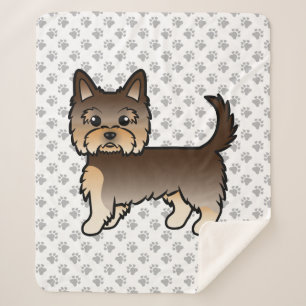 Chocolade Yorkshire Terrier Cartoon Hond & Pooten Sherpa Deken