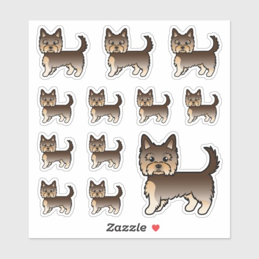 Chocolade Yorkshire Terrier Cartoon Honden Sticker (Vel)