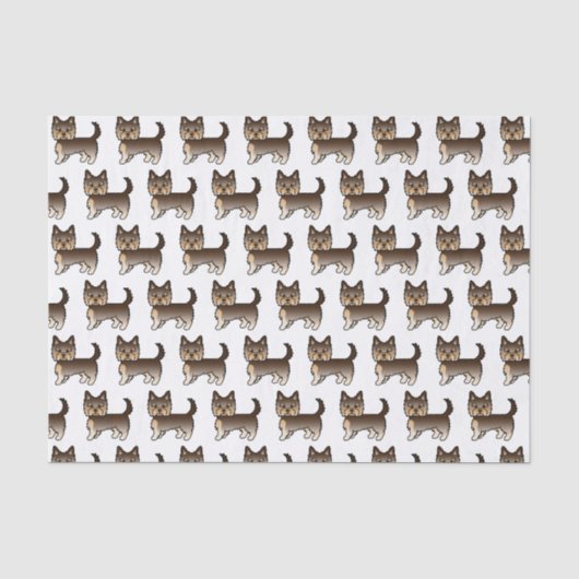 Chocolade Yorkshire Terrier Mooie Hond Patroon Tissuepapier (Voorkant)
