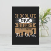Chocolade zegt sorry zoveel beter dan woorden save the date (Staand voorkant)