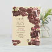 Chocolade zoete verjaardagsfeestje kaart (Staand voorkant)