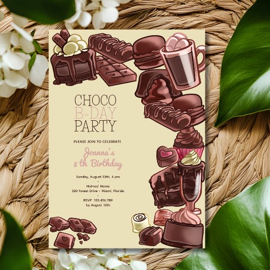 Chocolade zoete verjaardagsfeestje kaart