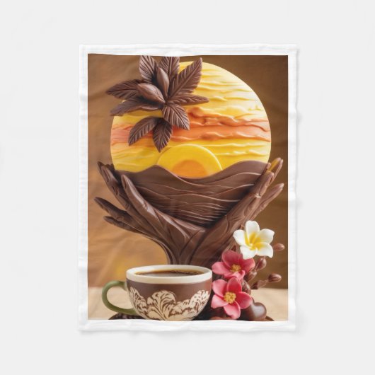 Chocolade Zonsondergang en Coffee Art Fleece Deken (Voorkant)