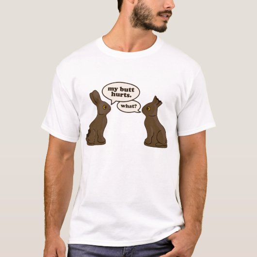 chocoladeapper bunnies mijn kont doet pijn t-shirt (Voorkant)