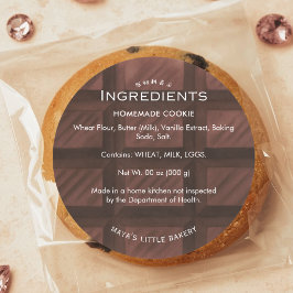 Chocoladebalkleurenpatroon Backing Ingrediëntenlij Ronde Sticker