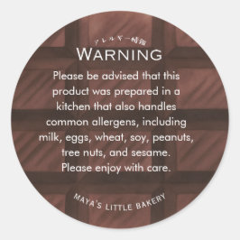 Chocoladebalkroon Allergie Waarschuwing Ronde Sticker