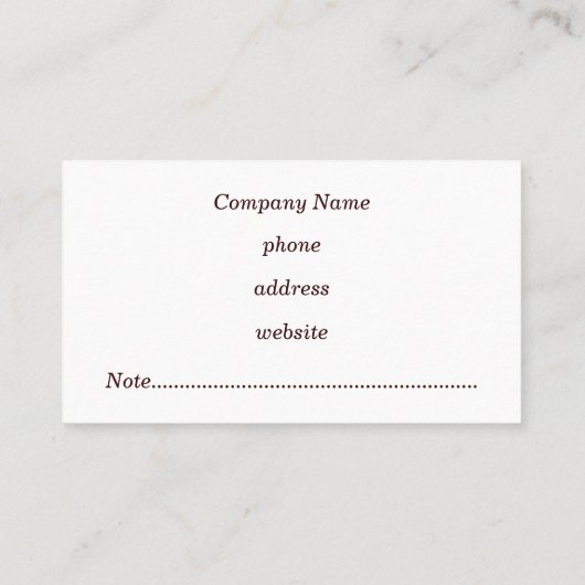 Chocoladebanner Visitekaartje (Achterkant)