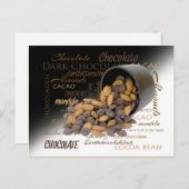 Chocoladebeetjes en amandelen sluiten foto's briefkaart (Voorkant / Achterkant)