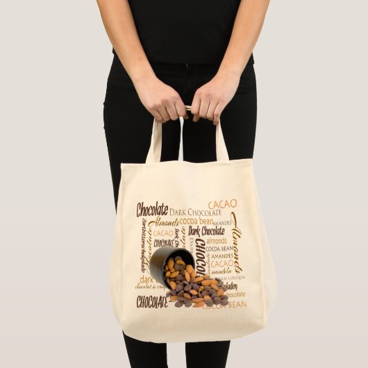 Chocoladebeetjes en amandelen sluiten foto's tote bag (Voorkant (product))
