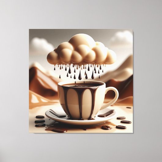 Chocoladebeker met Fantasie Wolk Druppelend Canvas Afdruk (Voorkant)