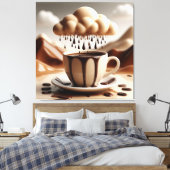 Chocoladebeker met Fantasie Wolk Druppelend Canvas Afdruk (Insitu (Slaapkamer))