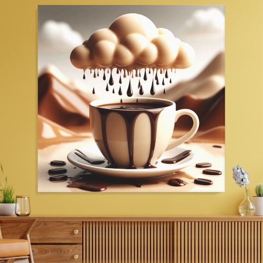 Chocoladebeker met Fantasy Cloud Dripping Canvas Afdruk (Insitu (Woonkamer))