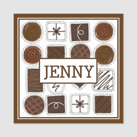 Chocoladebonbonbonbons Snoepjes Chocolatier Snoep  Naamplaatje (Voorkant)