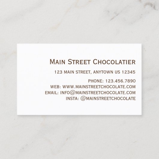 Chocoladebonbonbons Snoep Winkelmodel Visitekaartje (Achterkant)