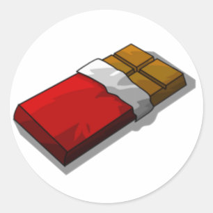 Chocoladeboog in rode wrapper ronde sticker
