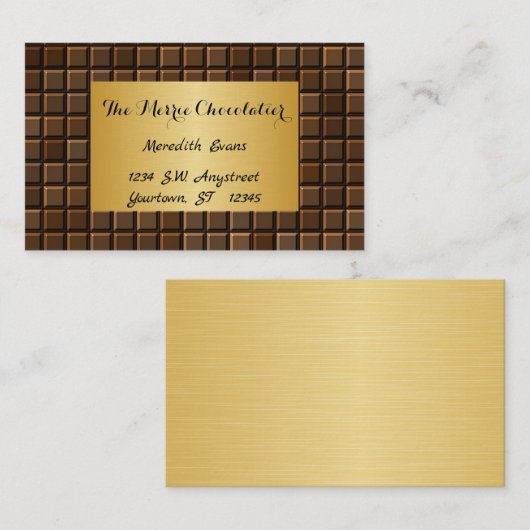Chocoladeboog met goudLijst Visitekaartje (Voorkant / Achterkant)