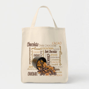 Chocoladebrokken en amandelen Close-up foto Tote Bag