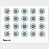 Chocoladebruin & Blauw Ronde Kerst stickers (Vel)