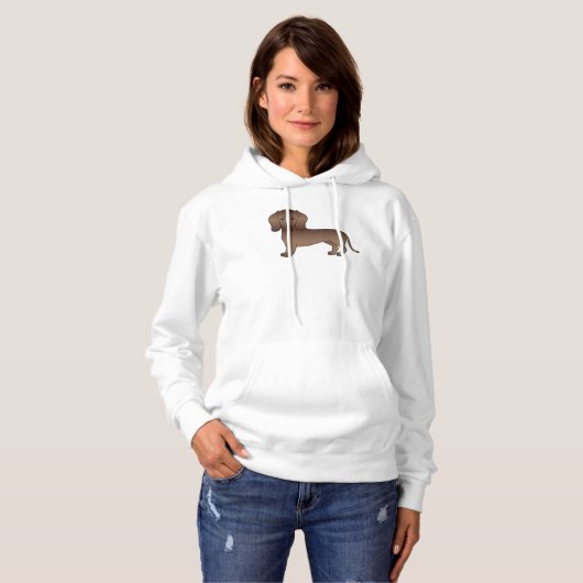 Chocoladebruin dachshund-dog met korte haas hoodie (Voorkant volledig)