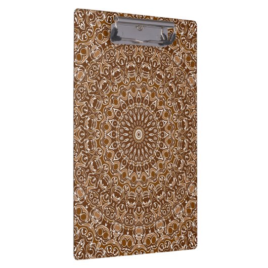 Chocoladebruin en wit mandala patroon klembord (Rechts)