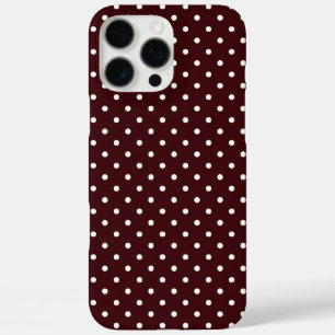 Chocoladebruin en wit stippenpatroon iPhone 16 pro max hoesje