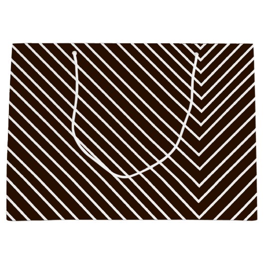 chocoladebruin en witte Chevron Groot Cadeauzakje (Voorkant)