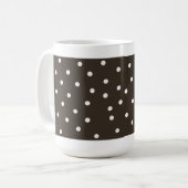 Chocoladebruin en witte stippen koffiemok (Voorkant links)