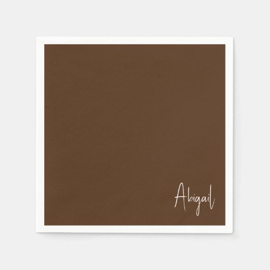 Chocoladebruin gepersonaliseerde douchecocktail servet (Voorkant)