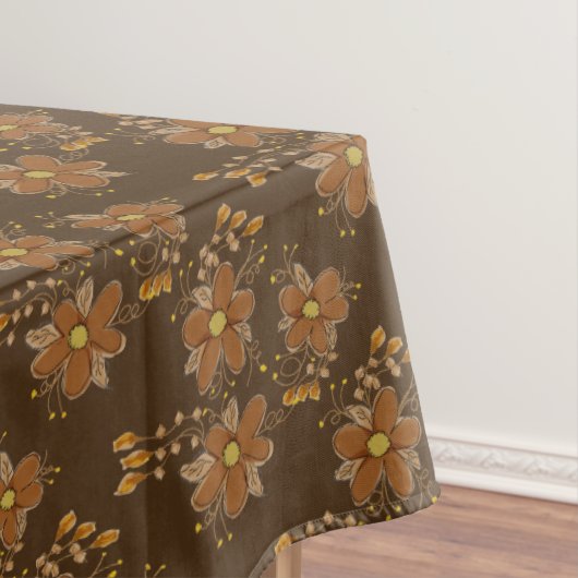 Chocoladebruin met bloemenprint tafelkleed (Voorbeeld)