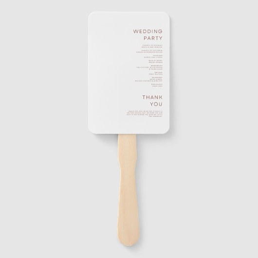 Chocoladebruin Minimalistisch Trouwprogramma Handwaaier (Achterkant)