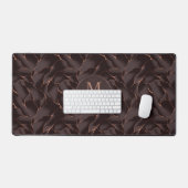 Chocoladebruin & Roze Goud Abstract Golfpatroon Bureaumat (Keyboard & Muis)