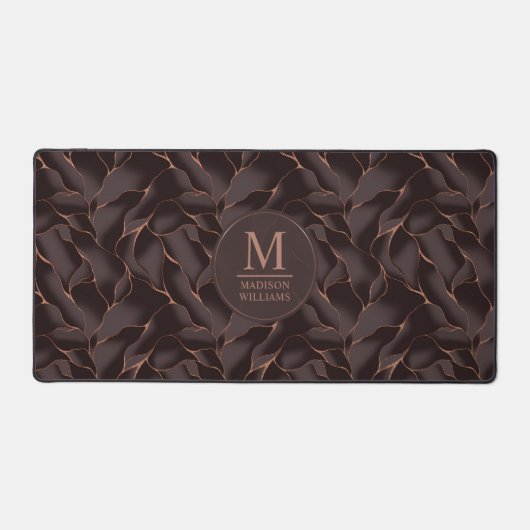 Chocoladebruin & Roze Goud Abstract Golfpatroon Bureaumat (Voorkant)