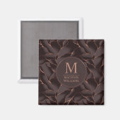 Chocoladebruin & Roze Goud Abstract Golfpatroon Magneet (Voorkant / Achterkant)