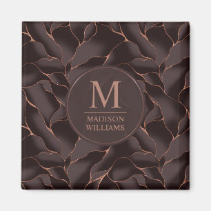 Chocoladebruin & Roze Goud Abstract Golfpatroon Magneet