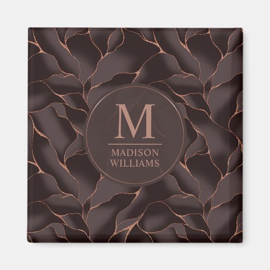 Chocoladebruin & Roze Goud Abstract Golfpatroon Magneet (Voorkant)