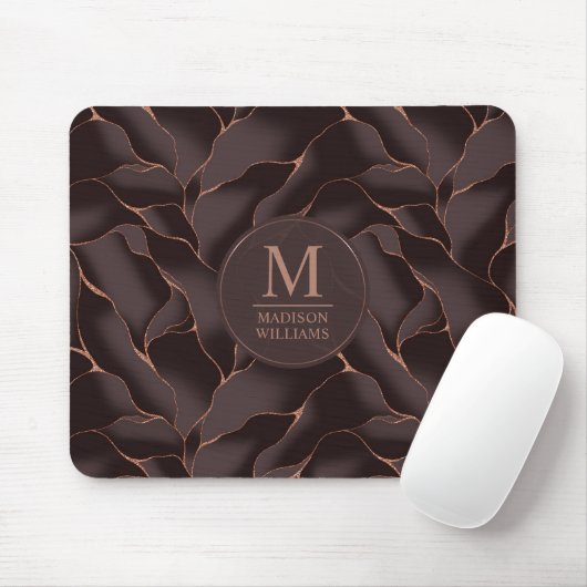 Chocoladebruin & Roze Goud Abstract Golfpatroon Muismat (Met muis)