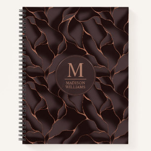 Chocoladebruin & Roze Goud Abstract Golfpatroon Notitieboek