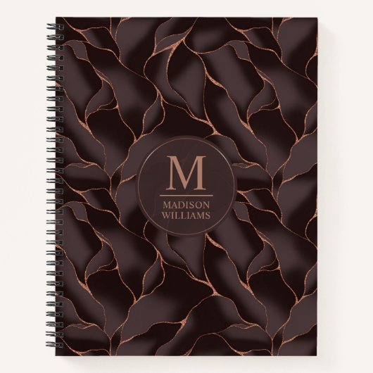 Chocoladebruin & Roze Goud Abstract Golfpatroon Notitieboek (Voorkant)